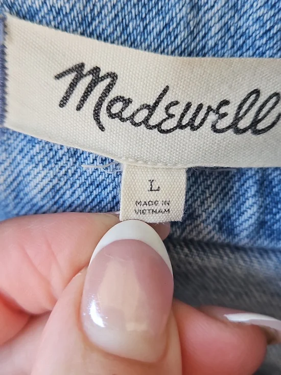 Madewell Blue Denim Trucker Jacket Women Large - Picture 2 of 7